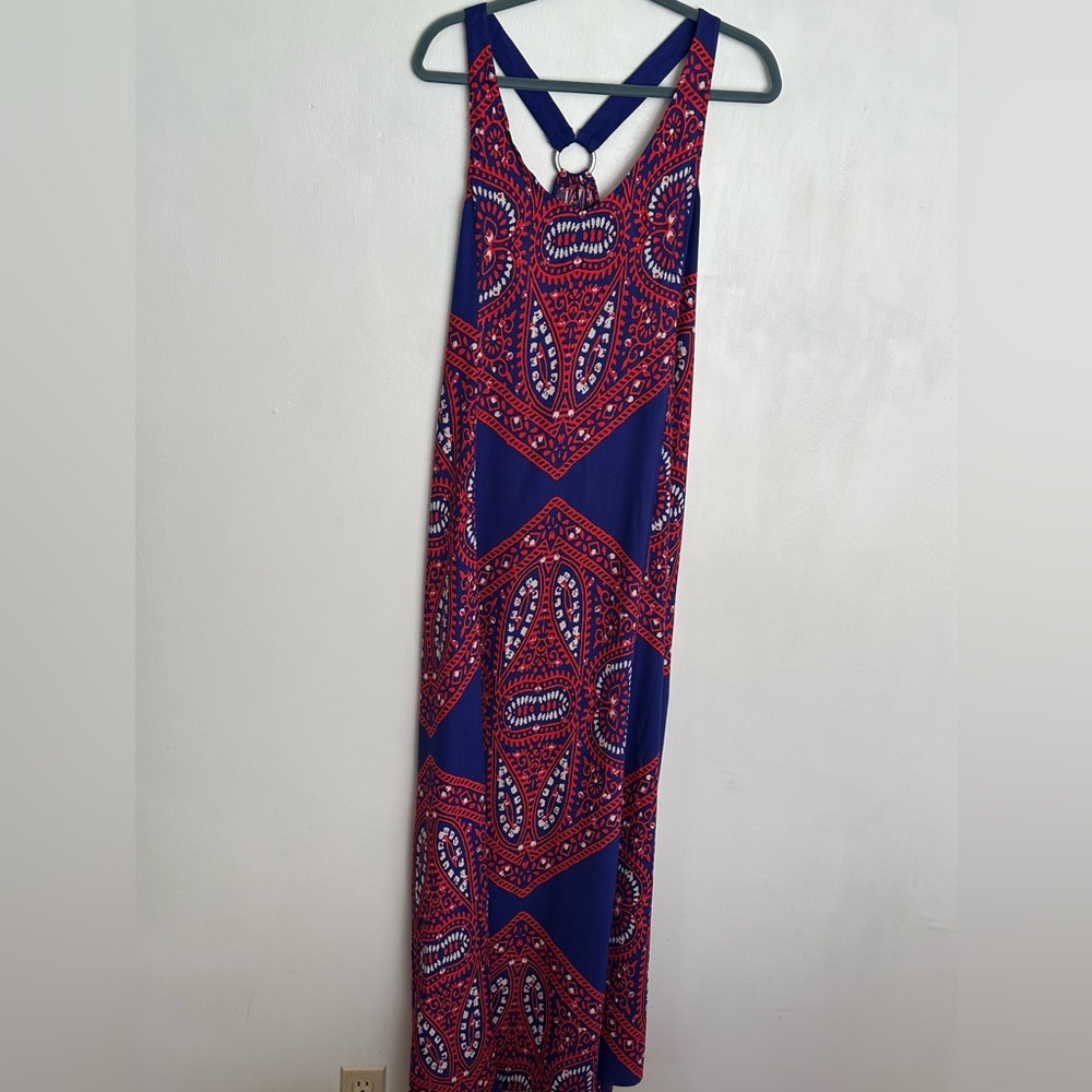 Ella Moss Fez Kaleidoscope Maxi Dress Paisley Print Women Royal  Blue Red